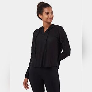 Halara Sheer Open Back Drawstring Hoodie Size Large NWT